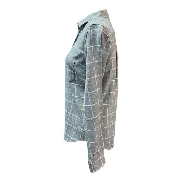 UNTUCKit Windowpane Plaid Flannel Shirt~Size 2~Gray White Soft Cotton Top L14 39 - Picture 6 of 9